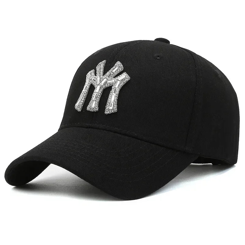 MY Rhinestone-kasket til kvinder – forår og efterår – streetwear, casual, udendørs, Duck Tongue-kasket, mode, alsidig baseballkasket, solskærm