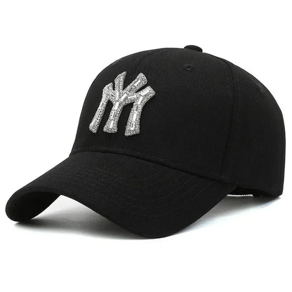 MY Rhinestone-kasket til kvinder – forår og efterår – streetwear, casual, udendørs, Duck Tongue-kasket, mode, alsidig baseballkasket, solskærm