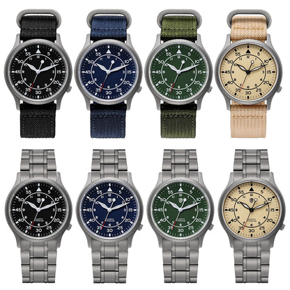 BERNY Titanium herenhorloge met kwartsmechanisme, AR-coating, saffierglas, modieus polshorloge, lichtgevend, VH31, ultradun polshorloge, waterdicht tot 5 ATM