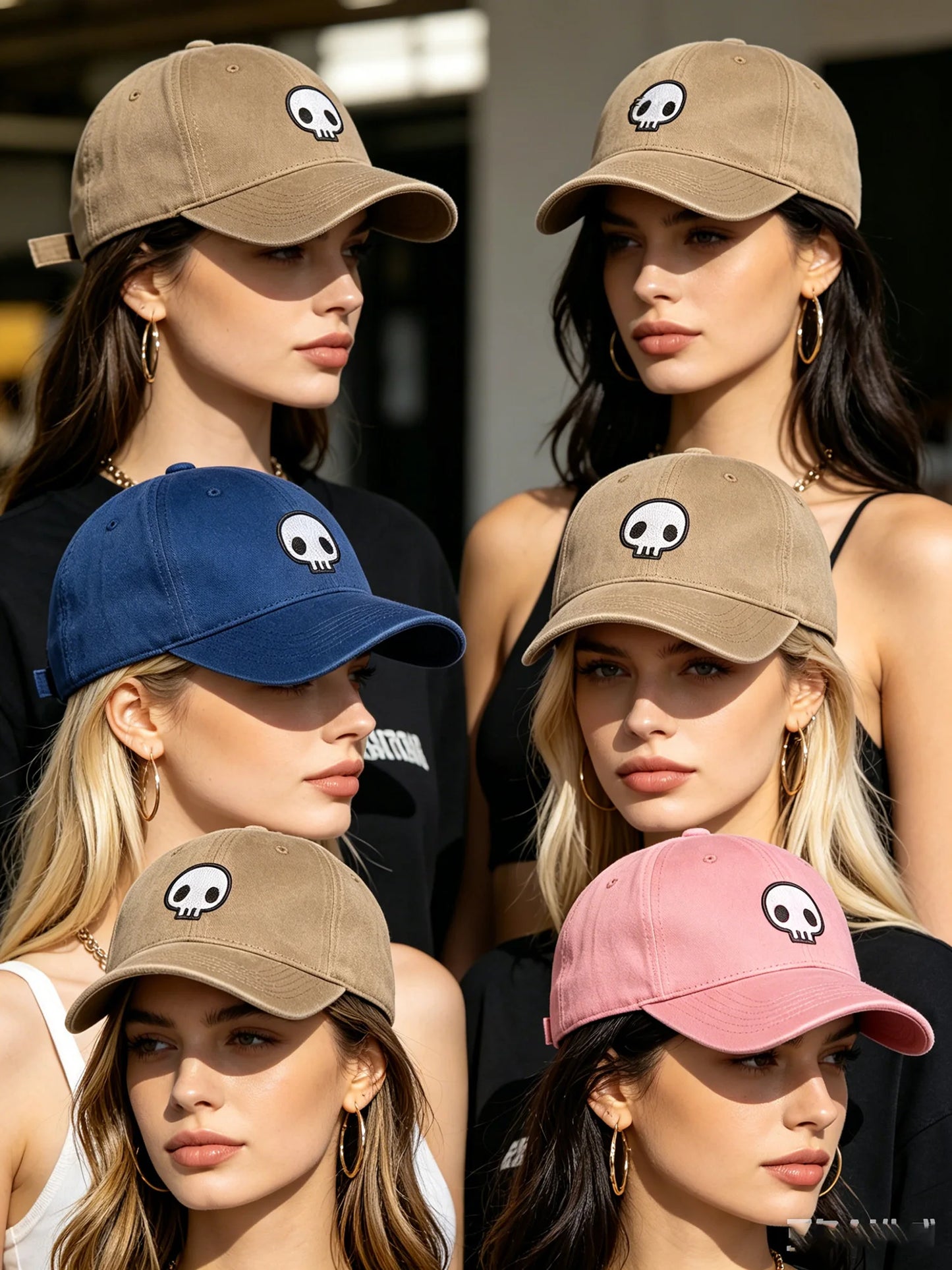 Retro Washed Distressed Baseball Cap Skull Embroidered Dad Hat Men Women Casual Adjustable Outdoor Sun Hat 260617