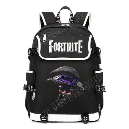 Zaino Fortnites di grande capacità, borsa casual a tracolla con porta USB, unisex, stile anime, cartella per studenti, nuovo regalo di cancelleria elegante
