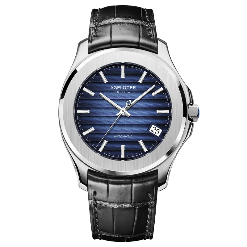 Reloj AGELOCER Original Baikal para hombre, con calendario grande, de estilo formal y de negocios, mecánico automático. Regalo de cumpleaños para hombre.