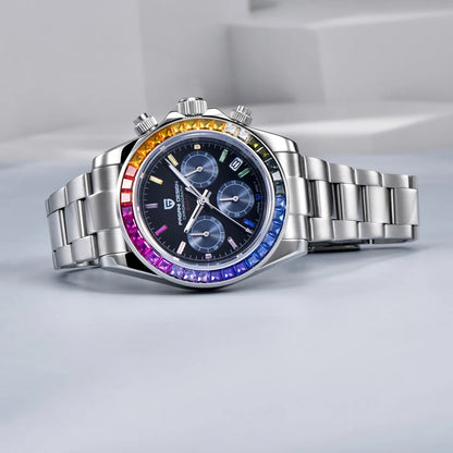 Montre pour homme PAGANI DESIGN – Modèle à cadrans colorés, montre-bracelet à quartz de luxe, chronographe équipé d'un mouvement