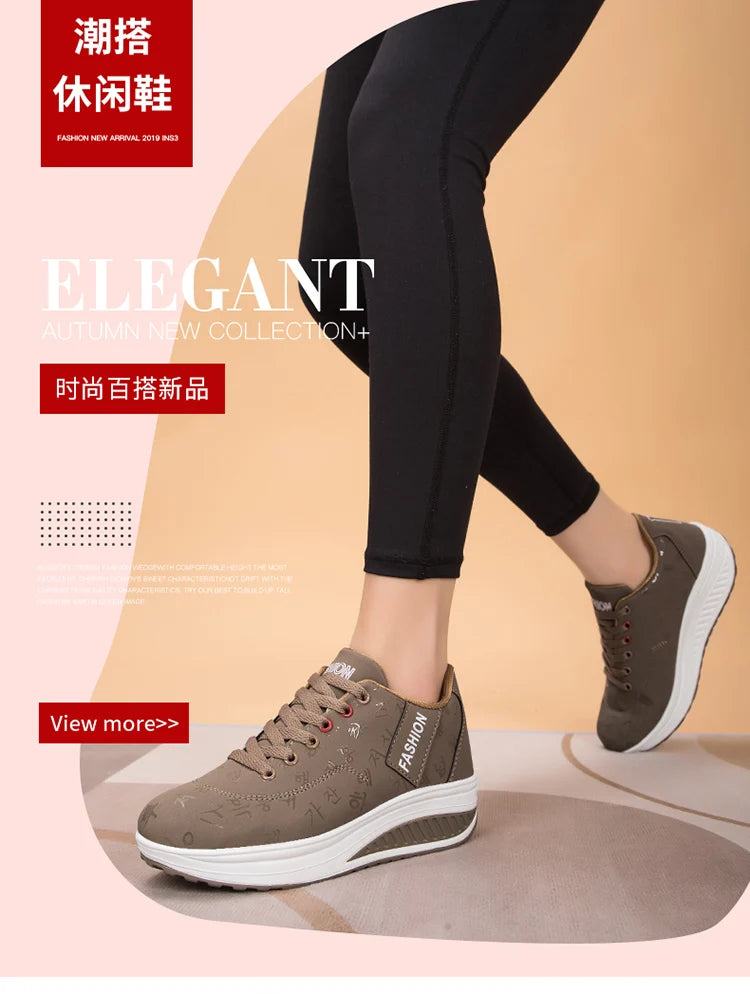 Women’s Outdoor Thick-Bottom Swinging Casual Shoes Fashion Platform Large 42 Flat-Bottom Walking Sports Shoes Walking and Running