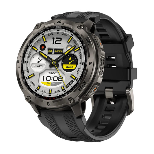 KOSPET Tank T4 Robuste Herren-Smartwatch in Militärqualität, komplett aus Edelstahl, GPS, wasserdicht bis 100 m, 45 m Freitauchen, Gesundheitsmonitor