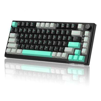 Teclado gaming mecânico MageGee SKY81 75%, RGB, gasket mount, hot-swappable, com fios, personalizável, som cremoso, amortecimento acústico e botão rotativo