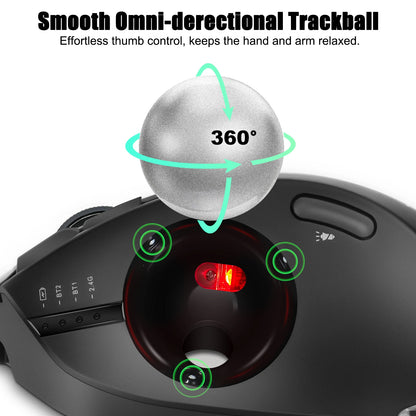 Lefon F33/F26C/F35B Trackball Mouse/Bluetooth Ergonomic Mouse 2.4G Wireless Rechargeable Rollerball Mice for PC Office Drawing