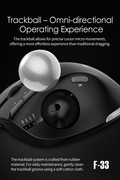 Lefon F33/F26C/F35B Trackball Mouse/Bluetooth Ergonomic Mouse 2.4G Wireless Rechargeable Rollerball Mice for PC Office Drawing
