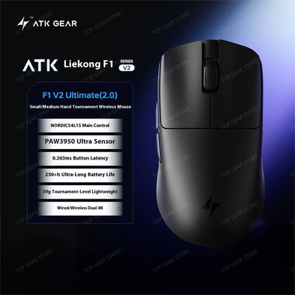 ATK F1 V2 Ultra MAX геймърска мишка, безжична, три режима, PAW3950, двойно 8k, лека ергономична eSports мишка, персонализиран PC аксесоар