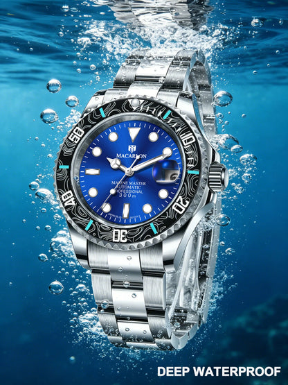 2026 MACARLON Design New Yacht series Mechanical Watch Men Carbon fiber ring mouth sapphire Stainless steel Waterproof Watch TOP