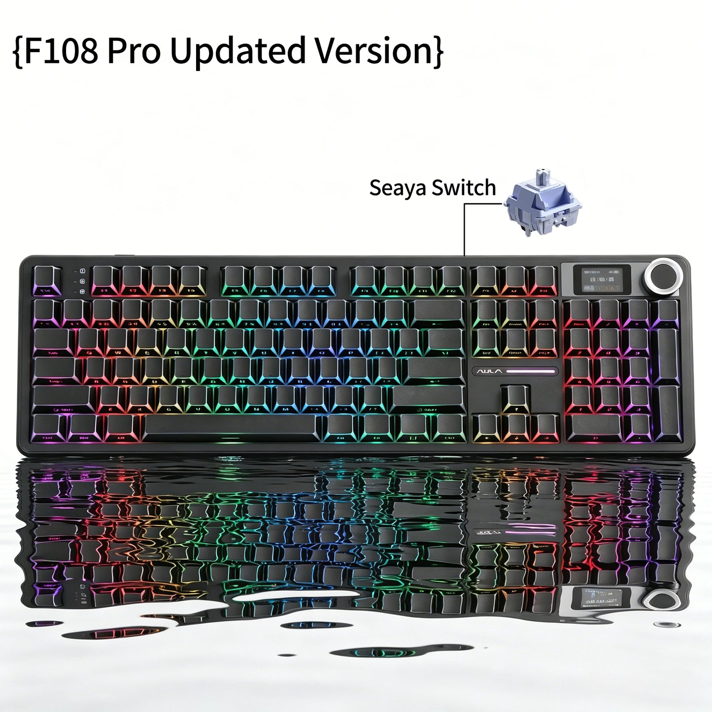 AULA F108 PRO Mechanical Keyboard Custom 100% Layout RGB Backlight Wireless Bluetooth Hifi Switch Gaming Keyboard