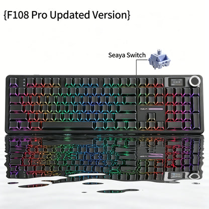 AULA F108 PRO Mechanical Keyboard Custom 100% Layout RGB Backlight Wireless Bluetooth Hifi Switch Gaming Keyboard