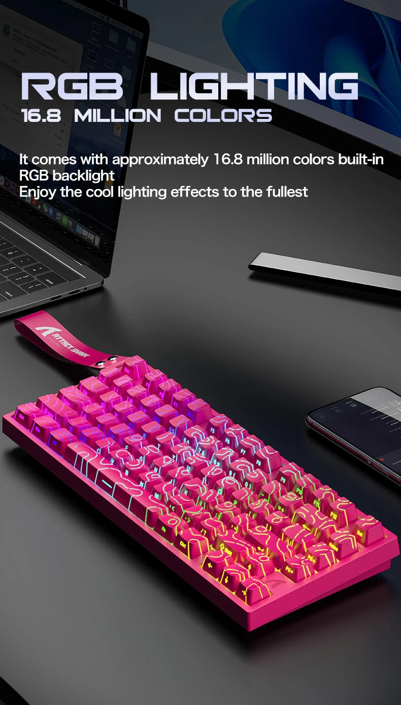 ATTACK SHARK R82 HE 8000Hz Magnetic Switch Keyboard 75% 0.005mm Rapid Trigger Low Latency RGB Hall Effect Wired Gaming Keyboard