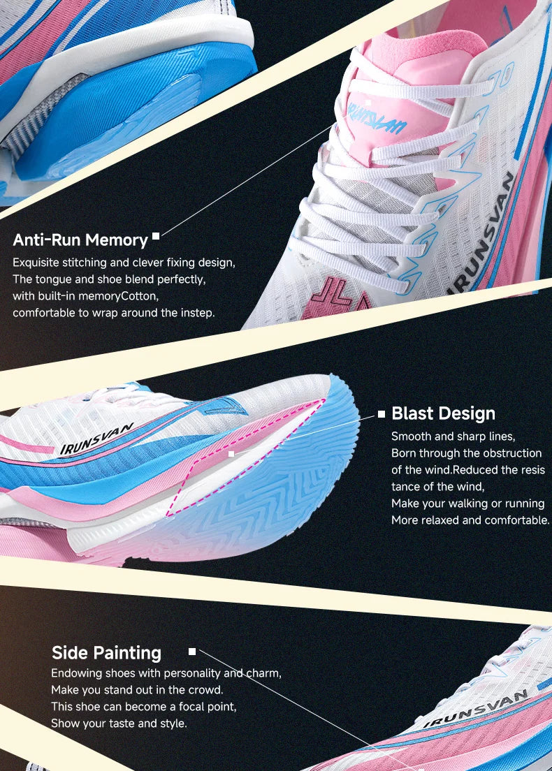 IRUNSVAN Men's Full-Palm Carbon Plate Marathon Road Running Shoes With Quick Rebound And Full Of Power Zapatillsa de deporte