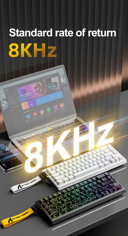 ATTACK SHARK X68 HE Rapid Trigger Magnetic Keyboard 8KHz Wired Gaming Keyboard, 60% RGB Hall Effect Keyboard with 0.01mm RT Accuracy, Snap Tap & DKS for PC/Mac