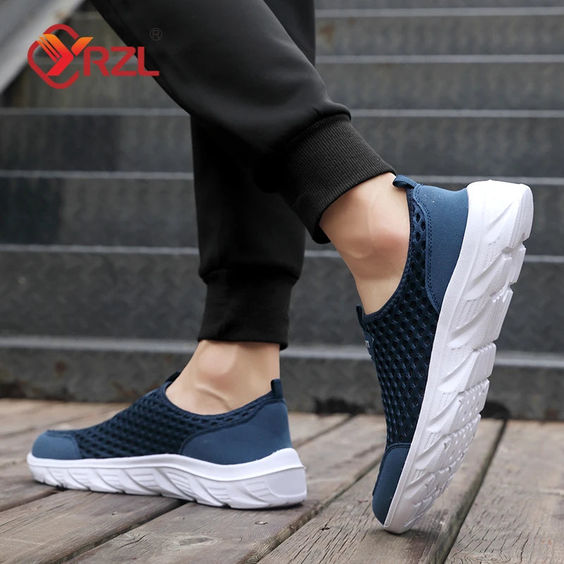 YRZL Lightweight Men's Casual Shoes, Breathable Slip-On Male Casual Sneakers, Anti-Slip Men's Flats, Outdoor Walking Shoes Size 39-46
