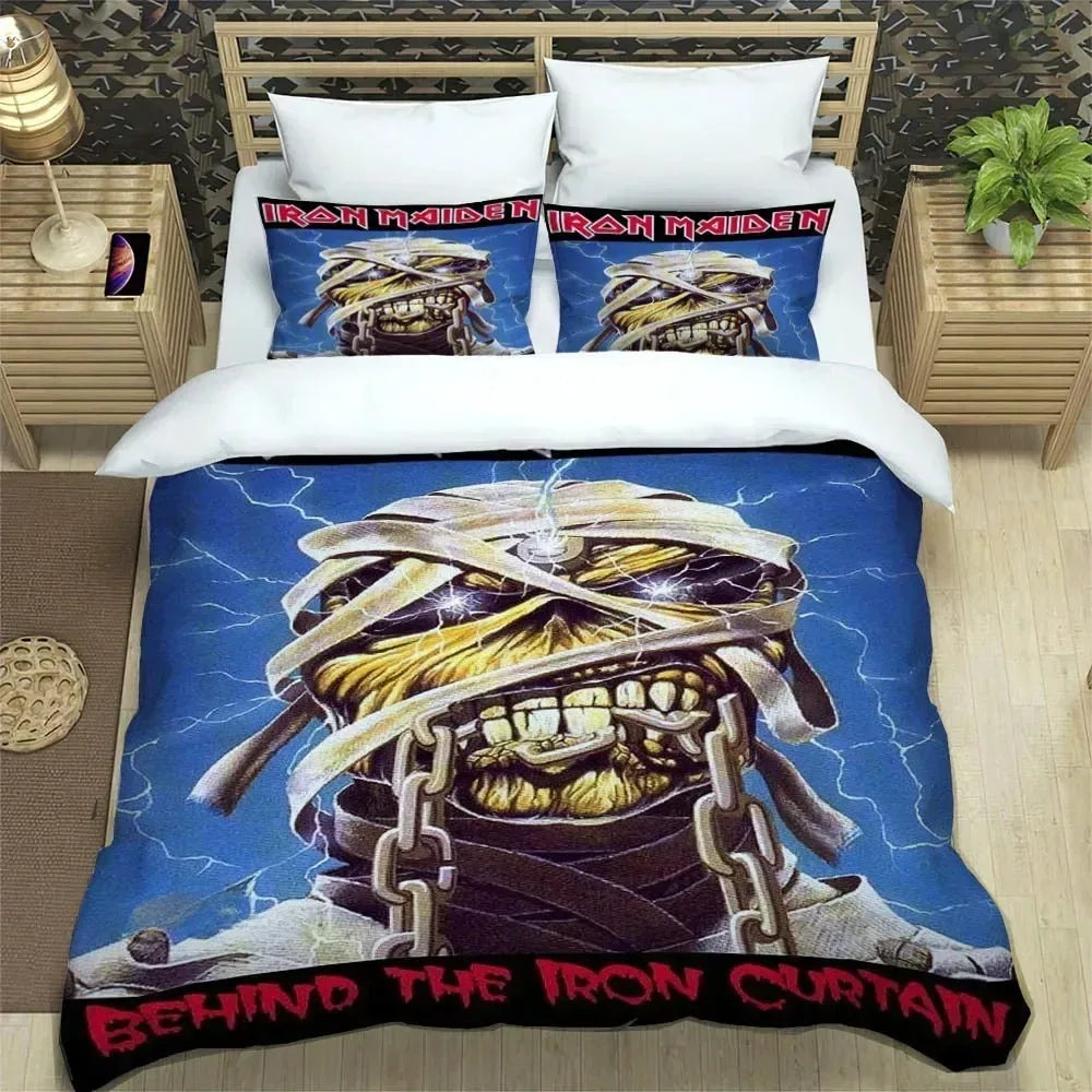 3D Rockband I-Iron-M-Maiden Bettwäsche-Sets – exquisites Bettwäscheset, Bettbezug, Bettwäscheset, luxuriöses Geburtstagsgeschenk