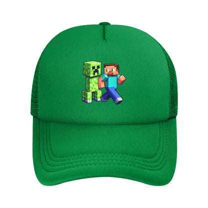 Adult Creepers Zombie Hostile Mob Character Trucker Cap Mesh Baseball Caps Polyester Hat Sun Caps Adjustable Golf Hats Summer