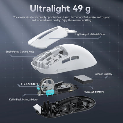 Attack Shark X3/X3PRO 4K/8K Tri-mode Gaming Mouse, PixArt PAW3395 Sensor, 26K DPI, 49g Ultralight, BT/2.4G Wireless/Wired, for PC
