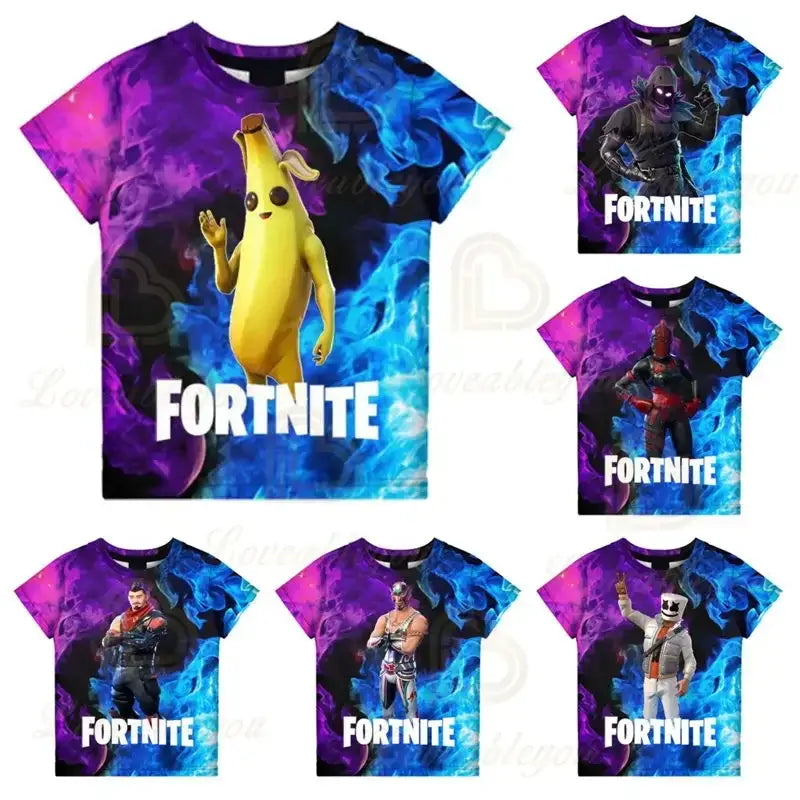 T-shirt infantil 3D Fortnite Victory Game – roupa de bebé Harajuku, top fofo de herói Battle Royale para meninos e meninas