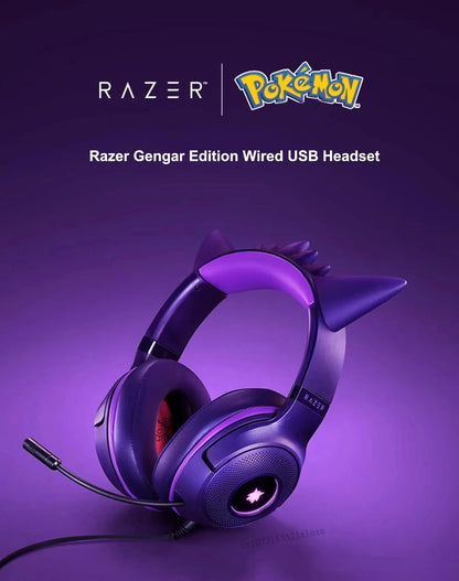 Razer Pokémon Gengar Edition Kraken Kitty V2 RGB Gaming Headset – USB Wired, TriForce 40mm Drivers, HyperClear Cardioid Microphone Gaming Headphones