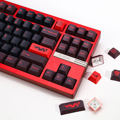 KBDiy GMK Red Dragon Keycaps PBT 143 Keys Set Retro Alice ISO Cherry Profile KeyCap For Custom DIY 60 Mechanical Keyboard Gaming