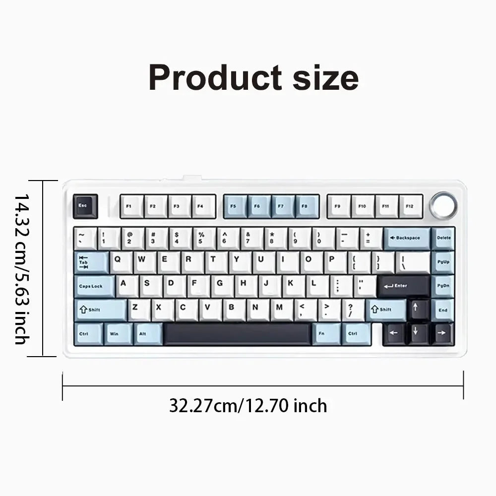 AULA F75 Gaming Mechanical Keyboard RGB 75% Layout Side-engraving Customized Gasket Mounted 80 key PBT Keycaps Wireless keyboard