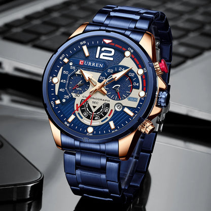 CURREN Men’s Luxury Quartz Chronograph Watch  Sport Design, Waterproof & Date Display