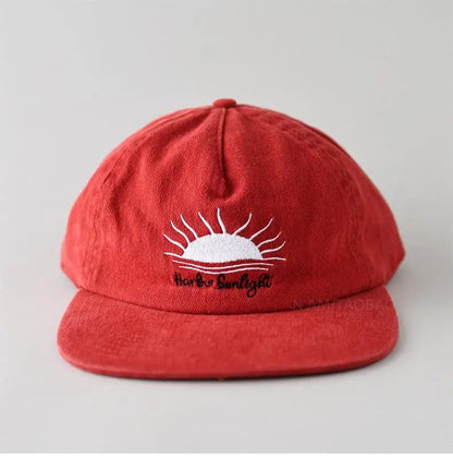 Cute Flat Brim Baseball Cap Women Men Teens Sunrise Embroidrey Summer Caps Sun Hats