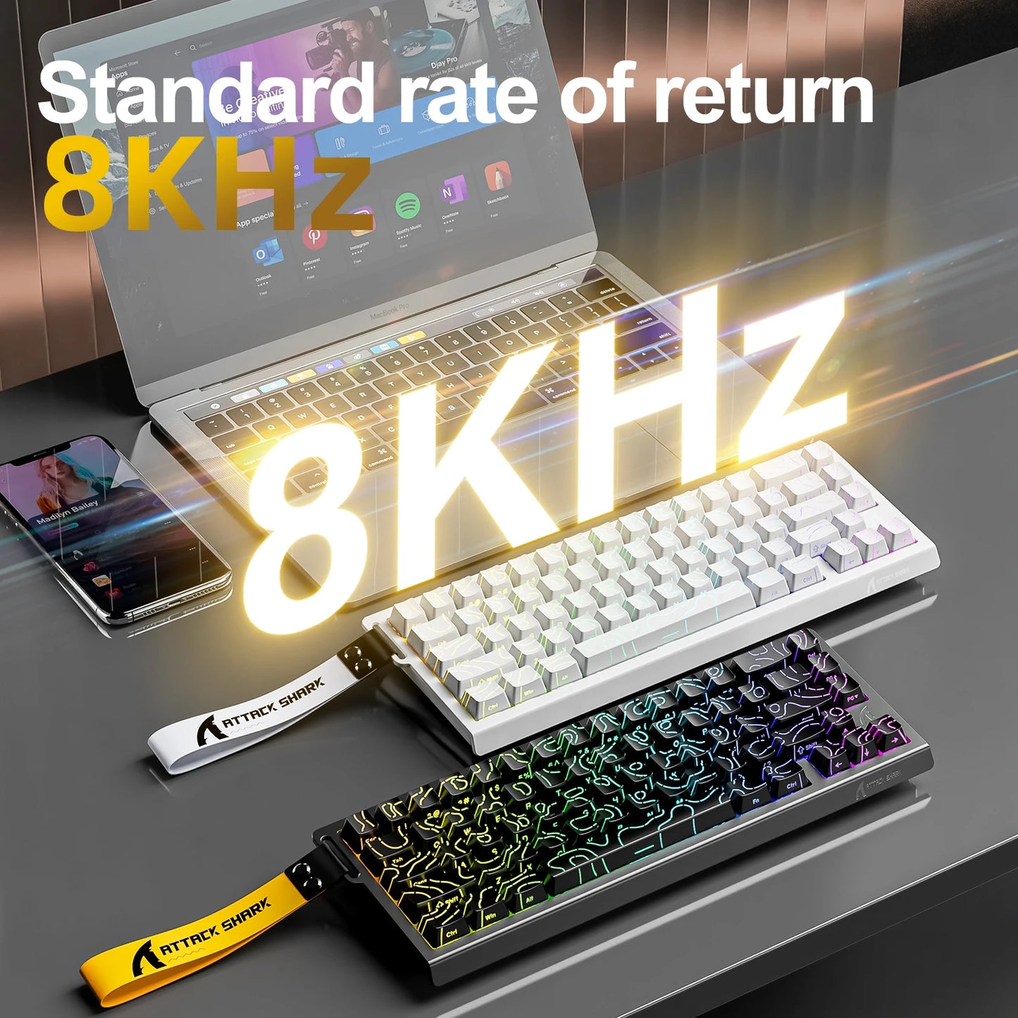 ATTACK SHARK X68HE Magnetic Gaming Keyboard Wired Mechanical Keyboard with Rapid Trigger, 8000Hz Polling Rate, SOCD, RGB Backlit, Hot-Swappable Gaming Keyboard