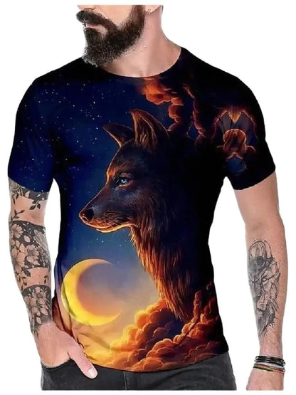 Letní trička s potiskem vlka a zvířat v 3D pro muže a ženy, hip-hopová trička s krátkým rukávem, ležérní oversized trička ve stylu Harajuku a Y2K, pánské oblečení