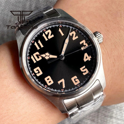 Tandorio 39 mm – męski zegarek automatyczny typu pilot nurkowy, mechanizm NH35/PT5000/Miyota8215, szafirowe szkło AR, wodoodporność 20 barów, świecące wskaźniki