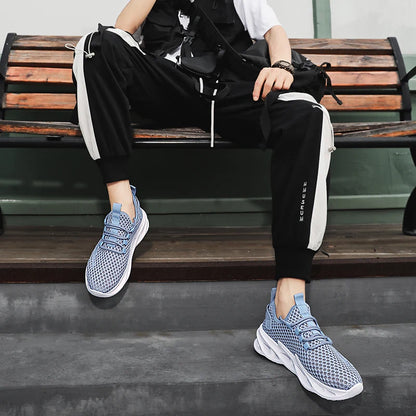 Sommer-sneakers til mænd i mesh, åndbare løbe- og tennissko til udendørs sport, Tenis Masculino, hvide casual vandresko, størrelse