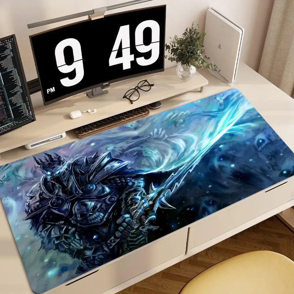 World of Warcraft Anime XXL-spelmusmatta med låskant, tangentbords- och musmatta, kontors- och gamertillbehör för datorer HYBXXC