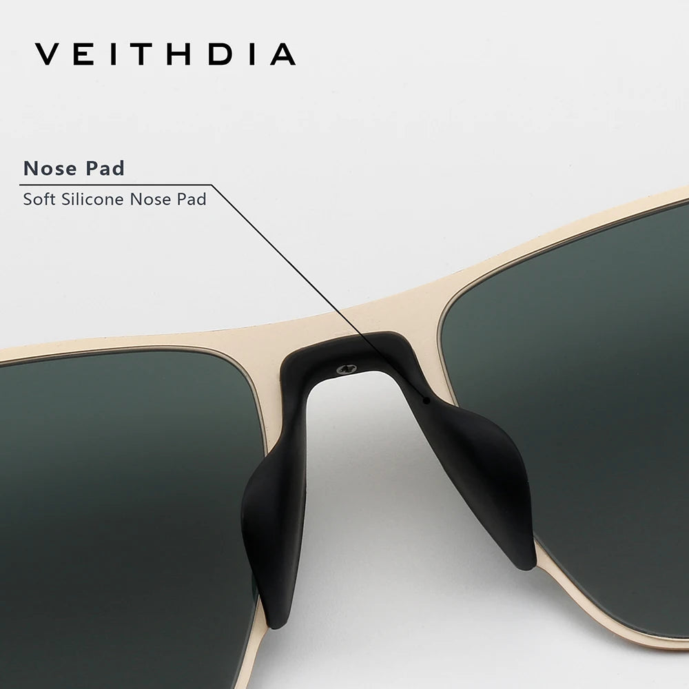 VEITHDIA Brand Fashion Sunglasses Stainless Steel High-definition Nylon Lens Polarized UV400 Eyeglasses For Men Women,  8212