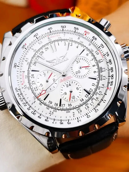 Mechanisch herenhorloge van roestvrij staal — hol ontwerp, grote wijzerplaat