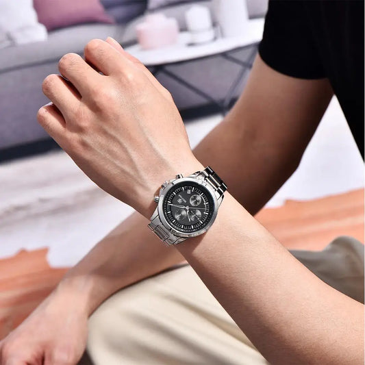 Relógio de quartzo para homem BENYAR, 40 mm, resistente à água até 50 m, estilo relógio de mergulho, relógio de luxo em aço inoxidável para homem