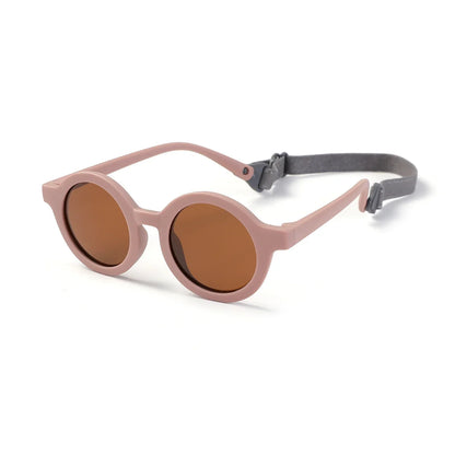 Kids Round TAC Polarized Baby Sunglasses for Toddler Boys Girls TPEE Flexible Soft Frame with Strap for Infant Age 0-3 Shades