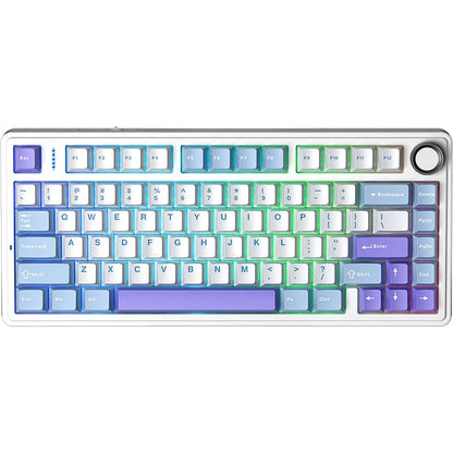 AULA F75 Gaming Mechanical Keyboard RGB 75% Layout Side-engraving Customized Gasket Mounted 80 key PBT Keycaps Wireless keyboard