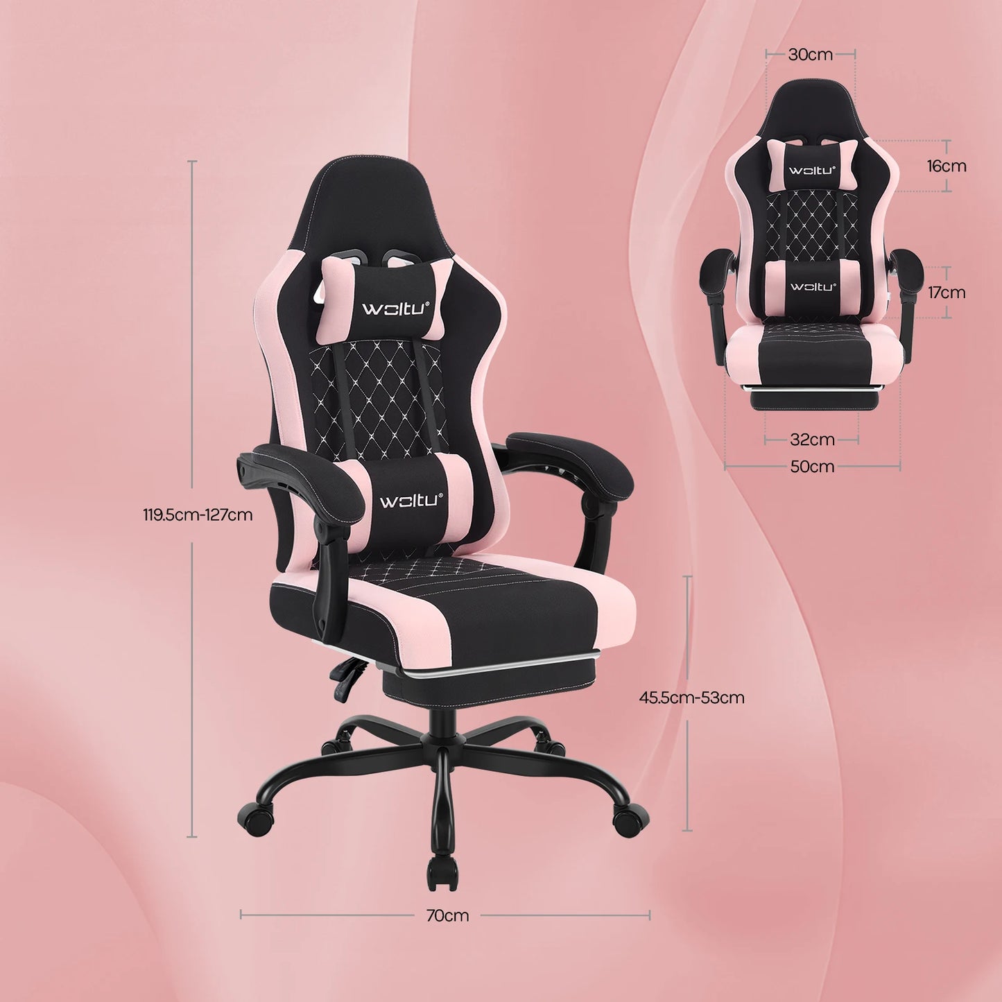 Silla de ordenador giratoria WOLTU con función de masaje, silla de oficina ergonómica con almohada y reposapiés, silla gaming ajustable en altura
