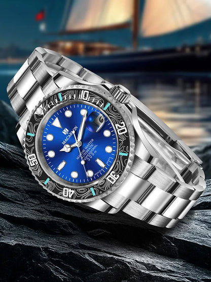 2026 MACARLON Design New Yacht series Mechanical Watch Men Carbon fiber ring mouth sapphire Stainless steel Waterproof Watch TOP