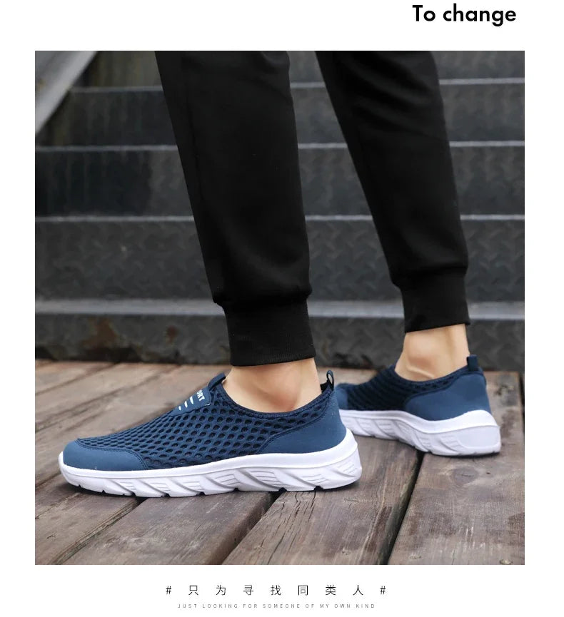 YRZL Lightweight Men's Casual Shoes, Breathable Slip-On Male Casual Sneakers, Anti-Slip Men's Flats, Outdoor Walking Shoes Size 39-46
