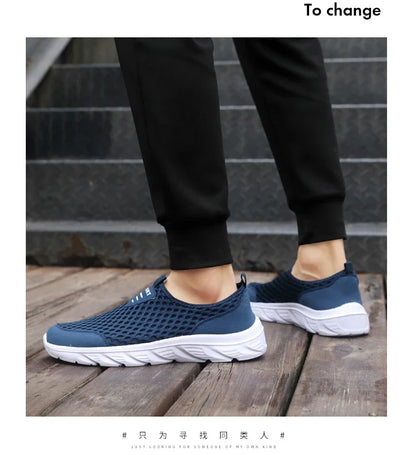 YRZL Lightweight Men's Casual Shoes, Breathable Slip-On Male Casual Sneakers, Anti-Slip Men's Flats, Outdoor Walking Shoes Size 39-46