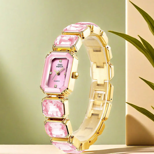 Ladies Wrist Watch Small Golden Square Quartz For Women Bracelet Watches Top Brand Luxury Diamond Fashion Women's Watch 2024