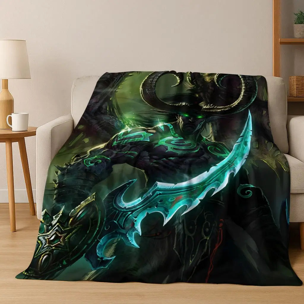 WOW World of Warcraft Arthas Demon Illidan Sylvanas flanelasta odeja, udobna in mehka odeja za dom, spalnico, posteljo, kavč, darilo