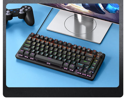 APAYADO K82 Wired Steampunk Mechanical Keyboard 75% Compact 82-Key Hot-Swappable RGB Retro Gaming Keyboard Multifunctional Knob