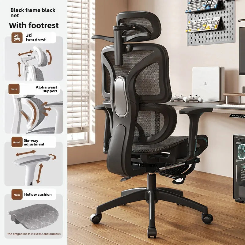UVR Ergonomic Chair Home Computer Chair Comfortable To Lie Down Gaming Chair Long Periods Office Chair Reclining Chair