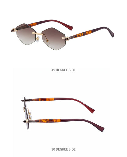 Rimless Polygon Sunglasses Women 2026 Luxury Brand Fashion Retro Sun Glasses Punk Hexagon Eyewear For Lady UV400 Outdoor Shades