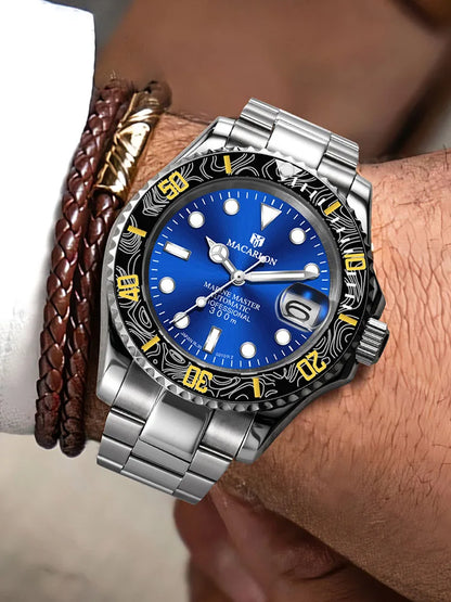 2026 MACARLON Design New Yacht series Mechanical Watch Men Carbon fiber ring mouth sapphire Stainless steel Waterproof Watch TOP
