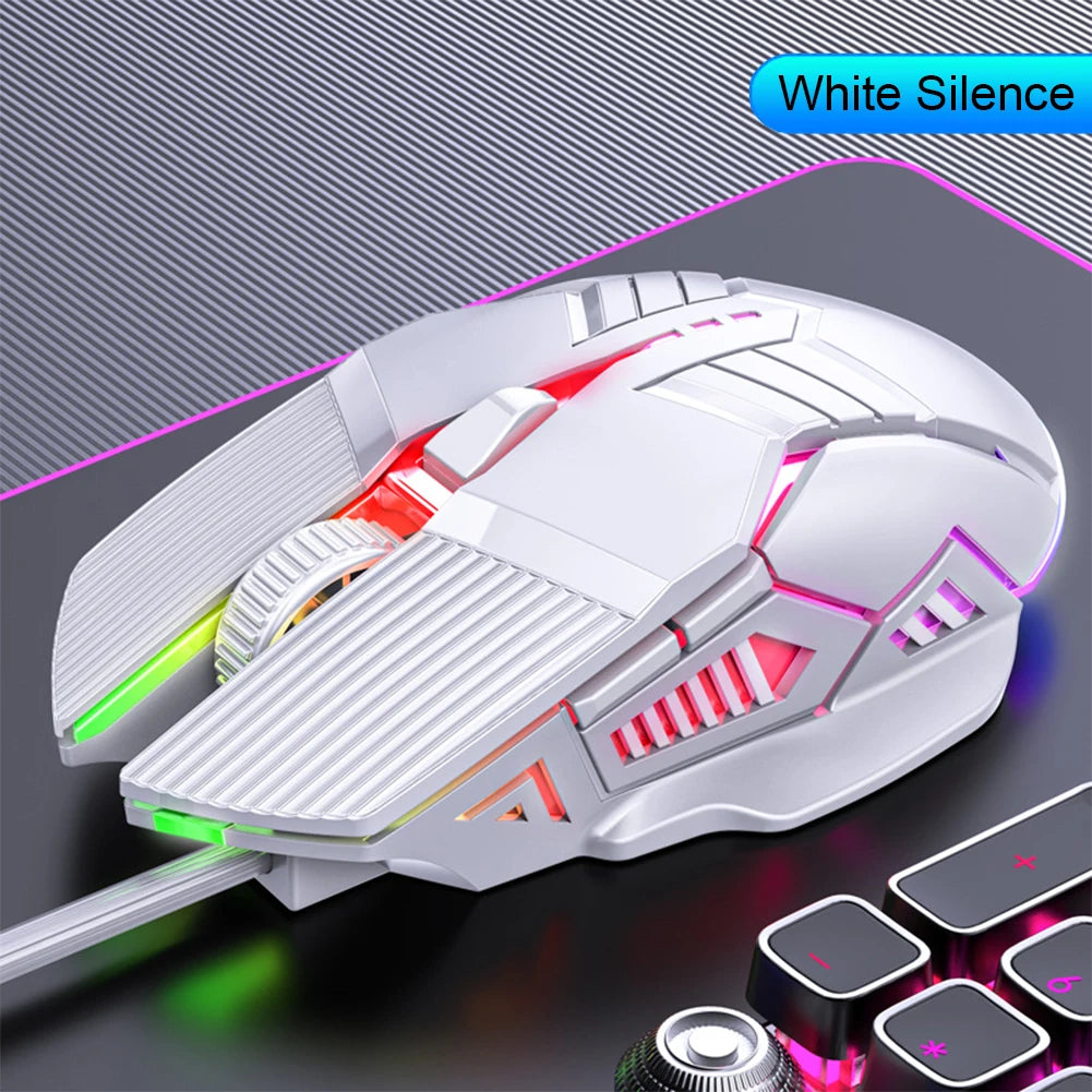 3200 DPI Ergonomic Wired Gaming Mouse, USB Computer Mouse, Gaming RGB Backlit Gamer Mouse, 6 Button LED Silent Mice for PC Laptop